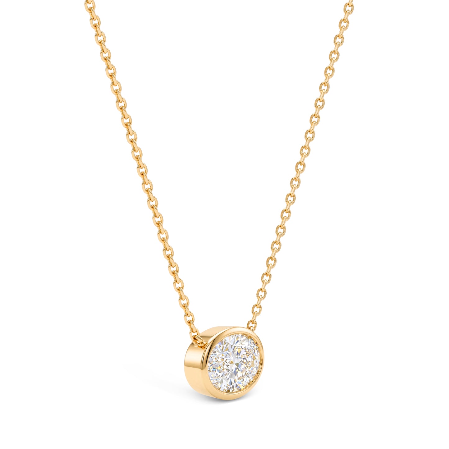 Lab Grown Oval Bezel Set Diamond Pendent Necklace