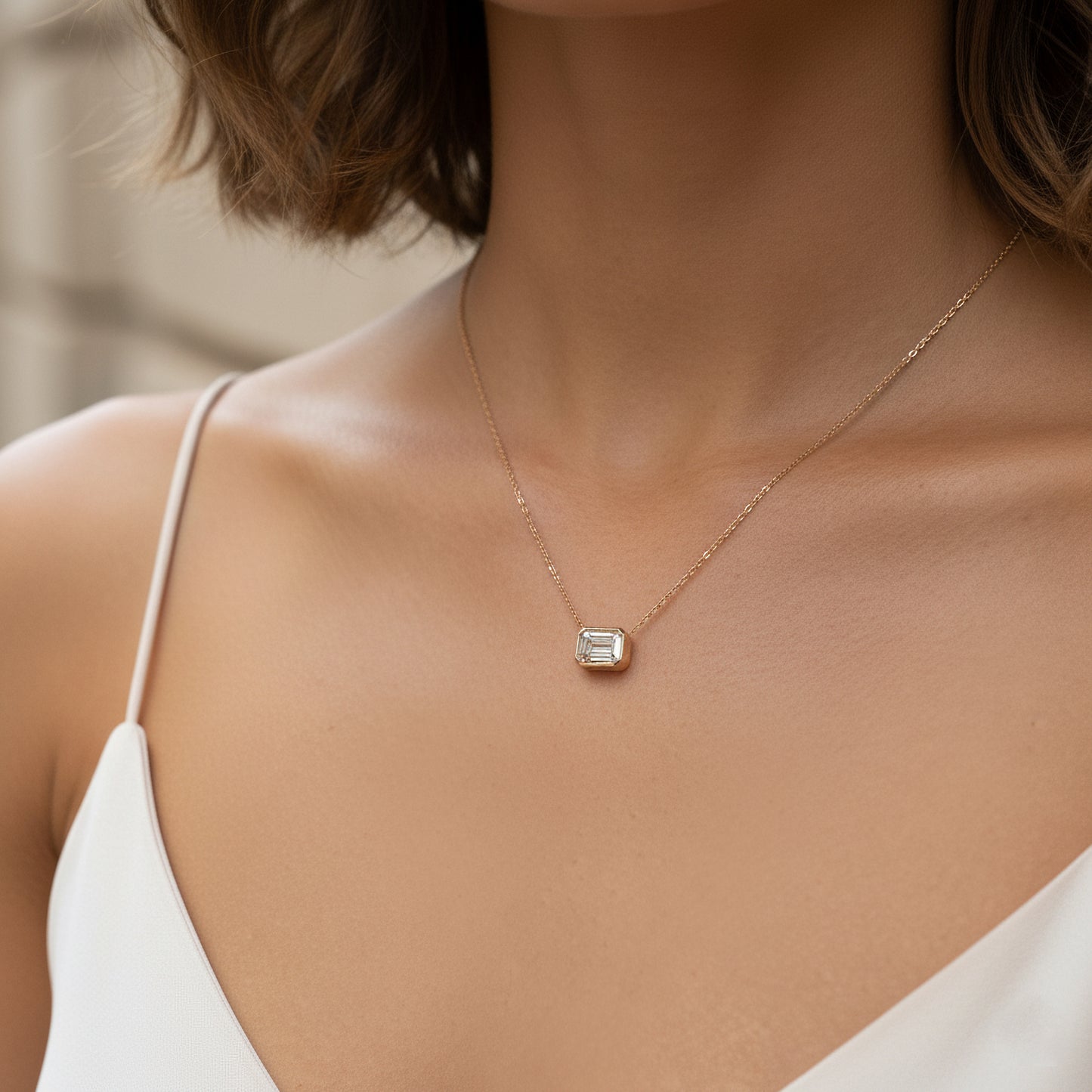 Emerald Cut Lab Grown Diamond Necklace