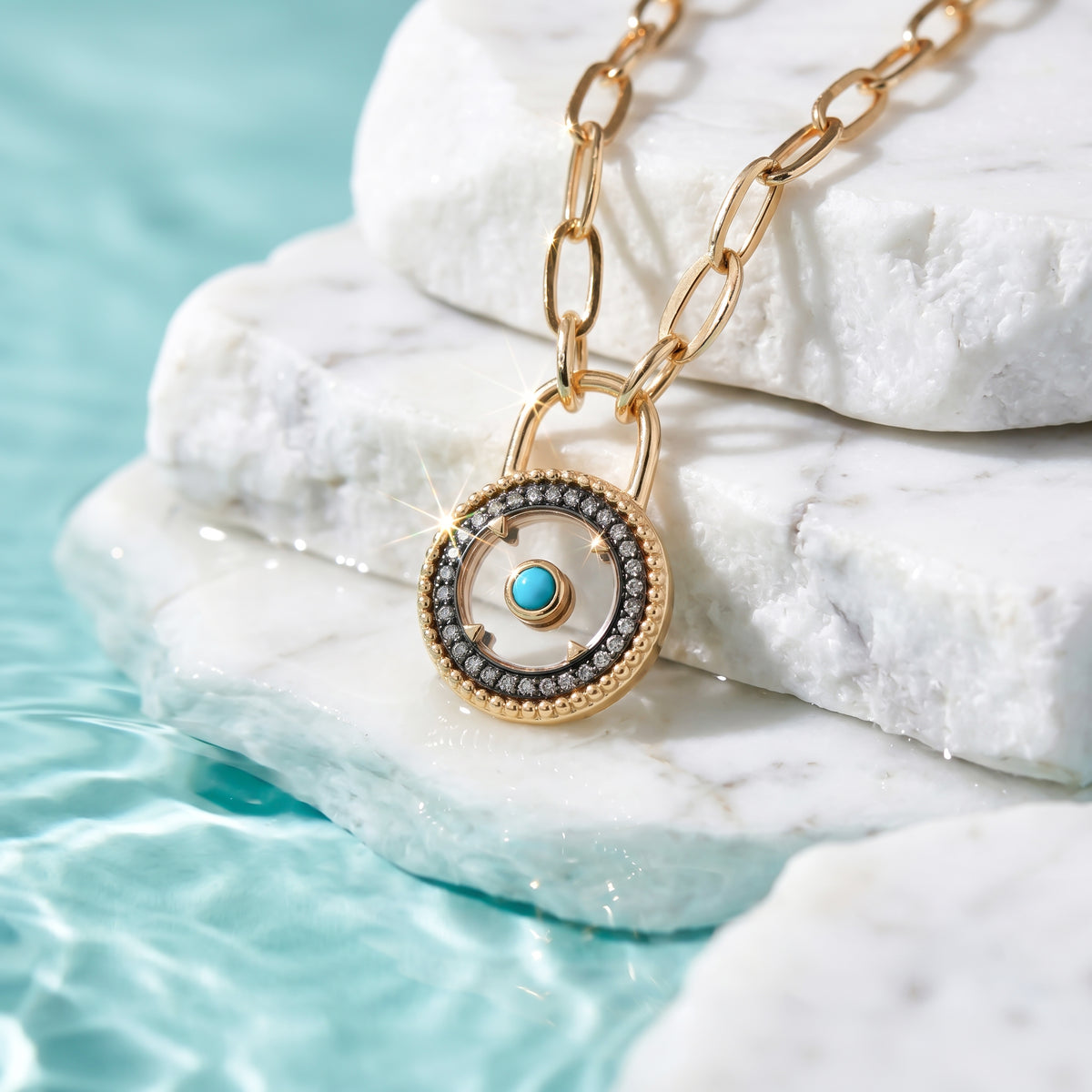 Turquoise Halo Link Necklace