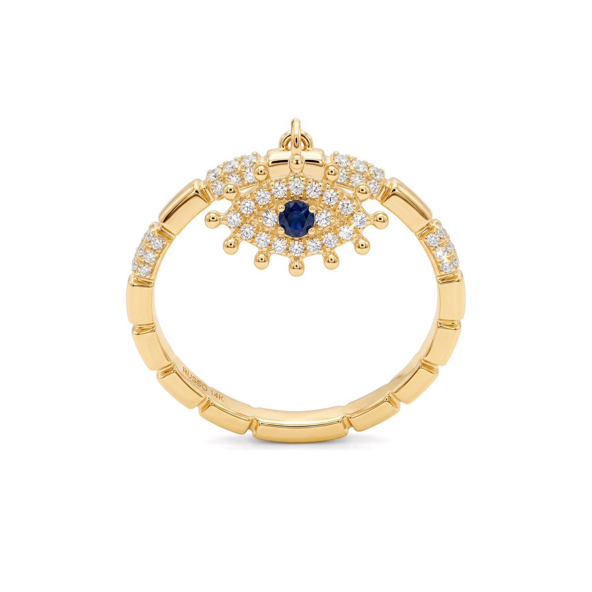 Deep Blue Sapphire Mini Evil Eye Stackable Ring