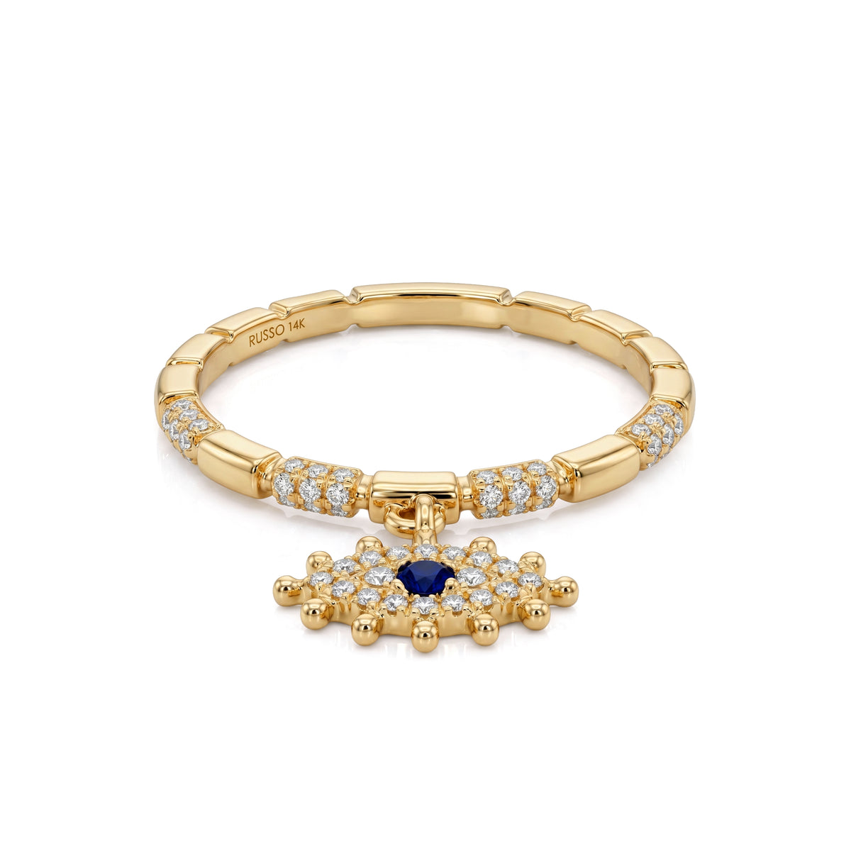 Deep Blue Sapphire Mini Evil Eye Stackable Ring