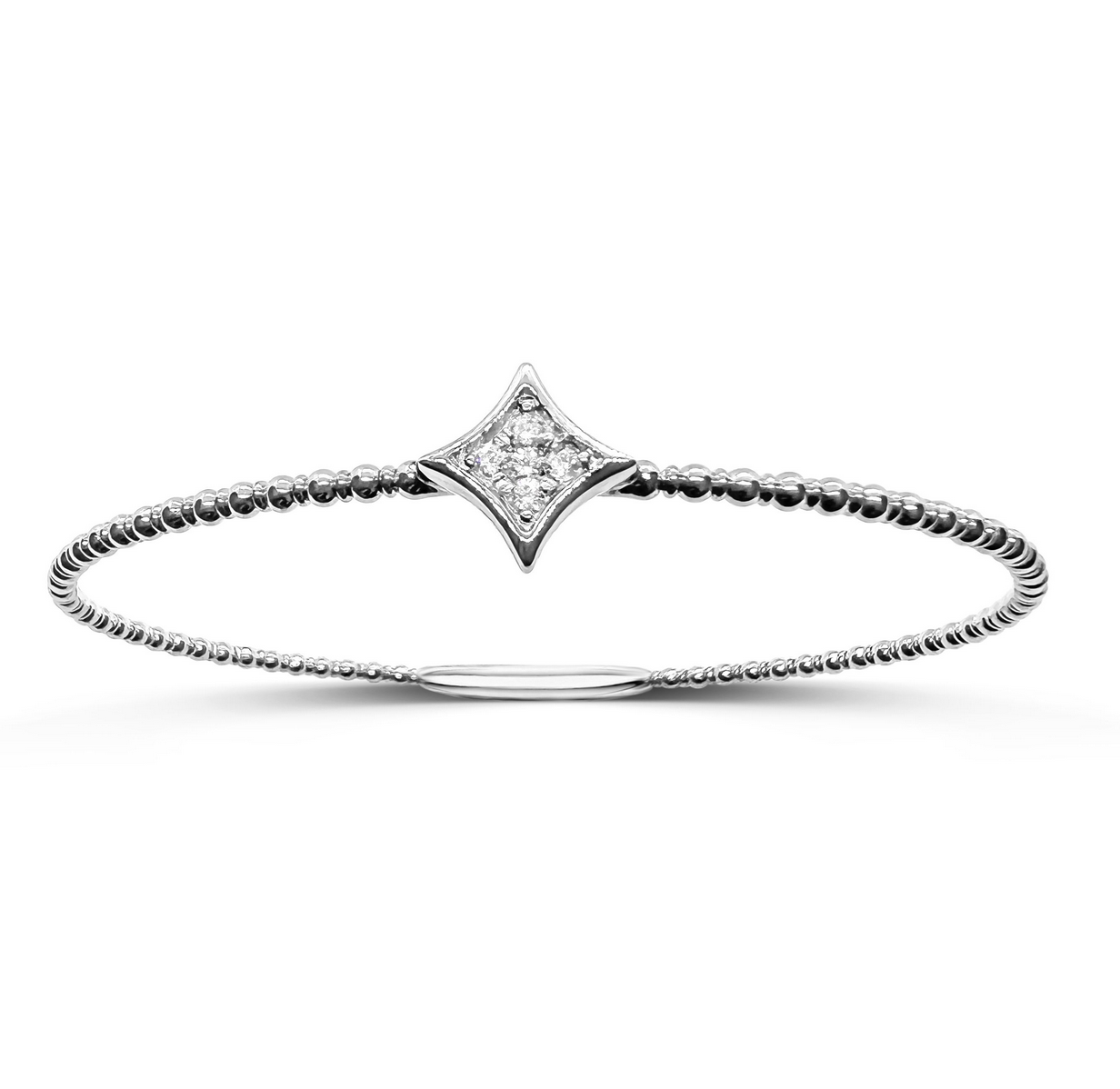 White Gold Flex Bangle with Diamond Shape Motif with Diamonds