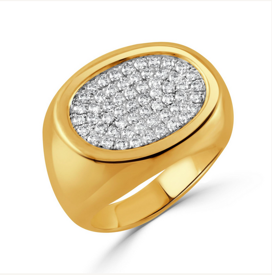 Yellow Gold Club Ring with Diamonds