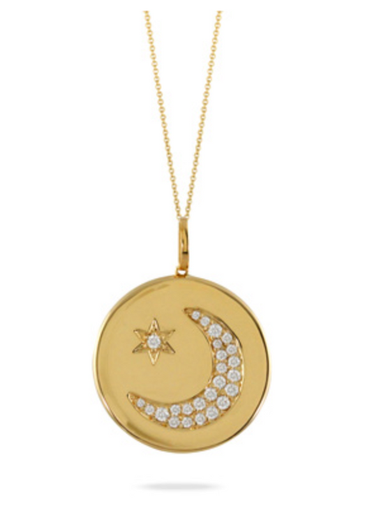 Crescent Moon with North Star Medallion Pendant