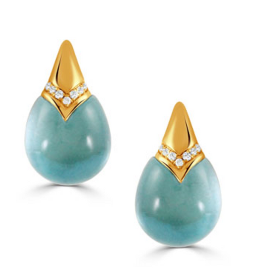 Blue Topaz Cabachon Earrings