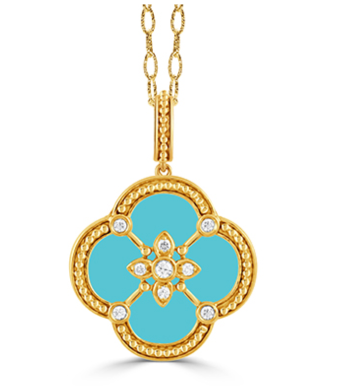Turquoise & Diamond Clover Pendant