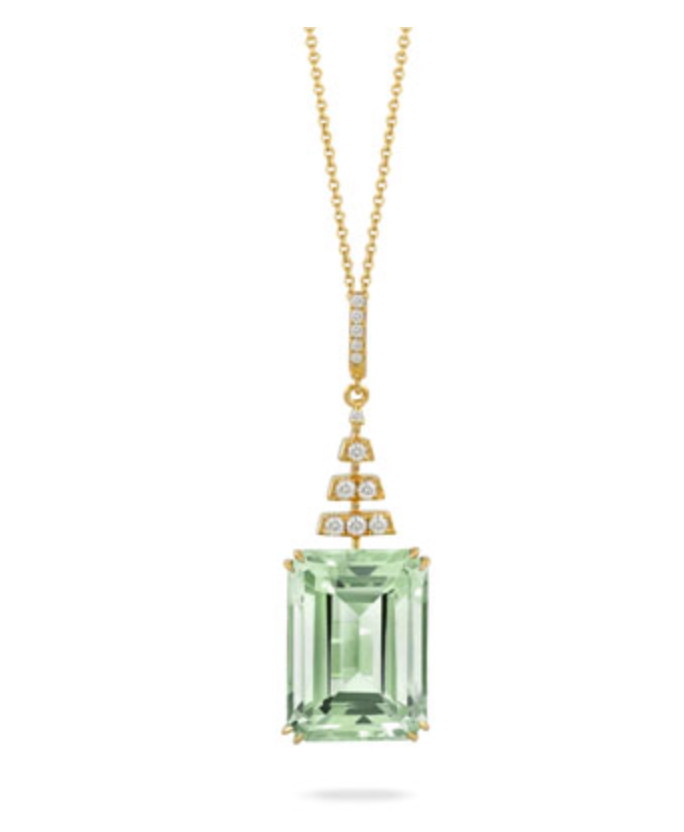 Green Amethyst Diamond Pendant