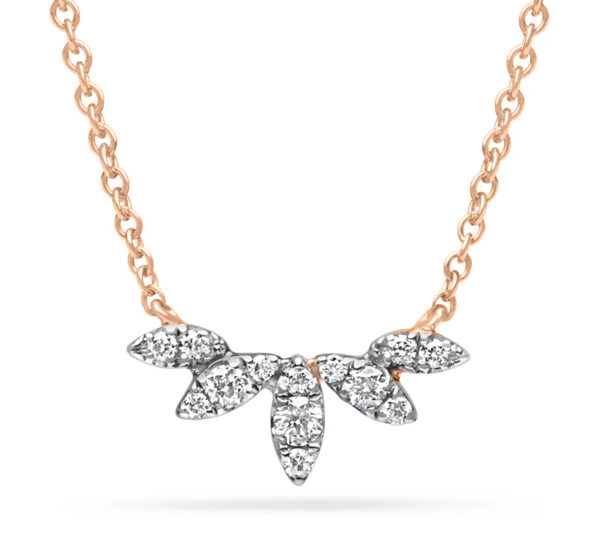 Diamond and Rose Gold Leaf Pendent