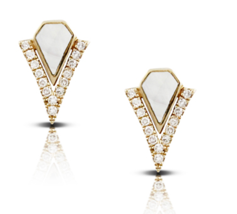 Turquoise Diamond Arrowhead Stud Earrings