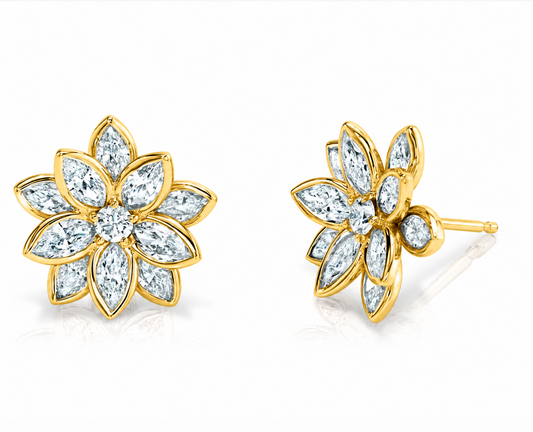 Diamond Lotus Earrings