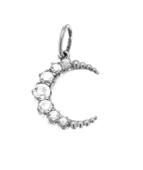 Rose Cut Diamond Moon Pendant in 18 karat