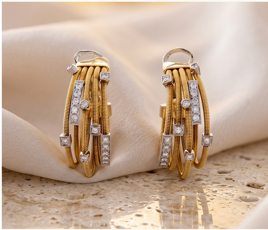 Flexible Wire Diamond Earrings in 18k Yellow Gold