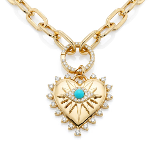 Turquoise Evil Eye Heart Necklace