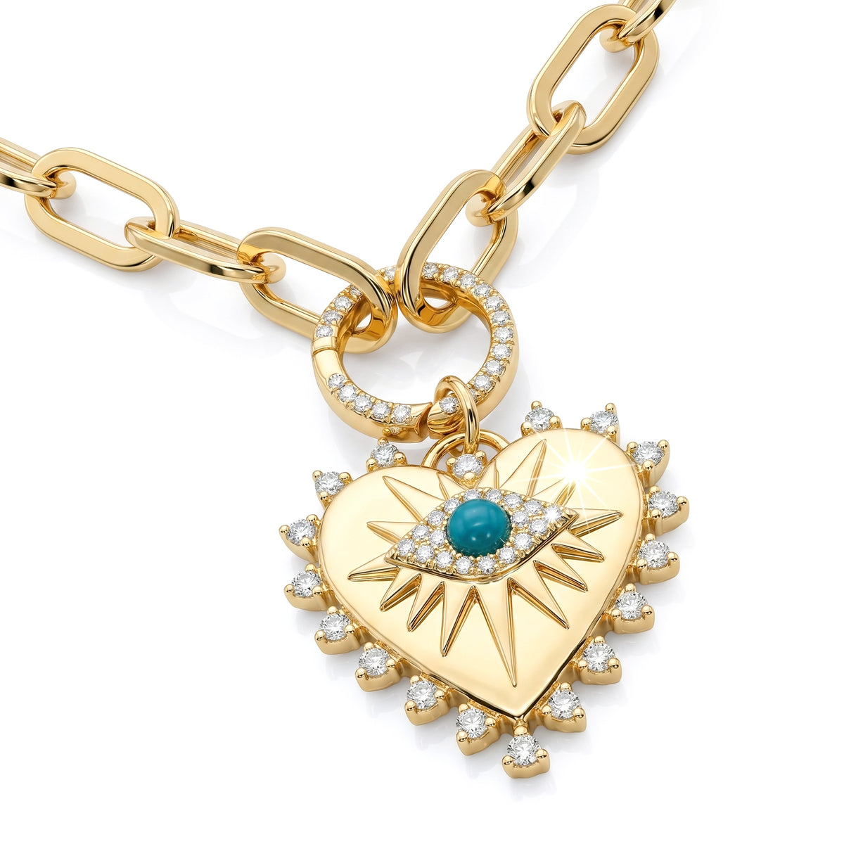 Turquoise Evil Eye Heart Necklace