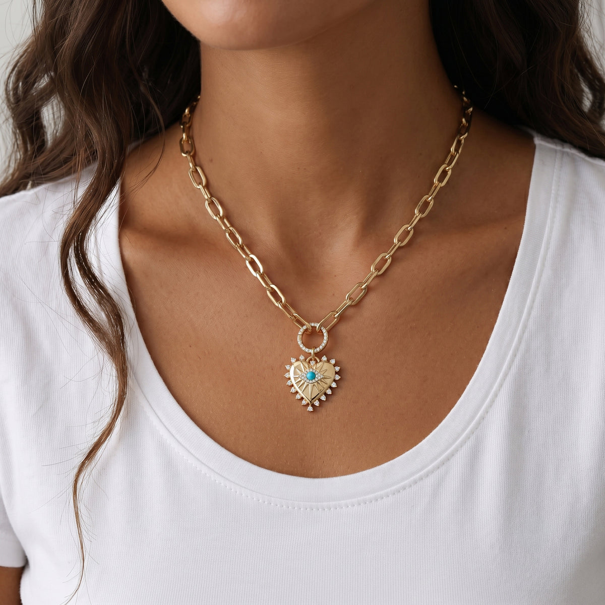 Turquoise Evil Eye Heart Necklace