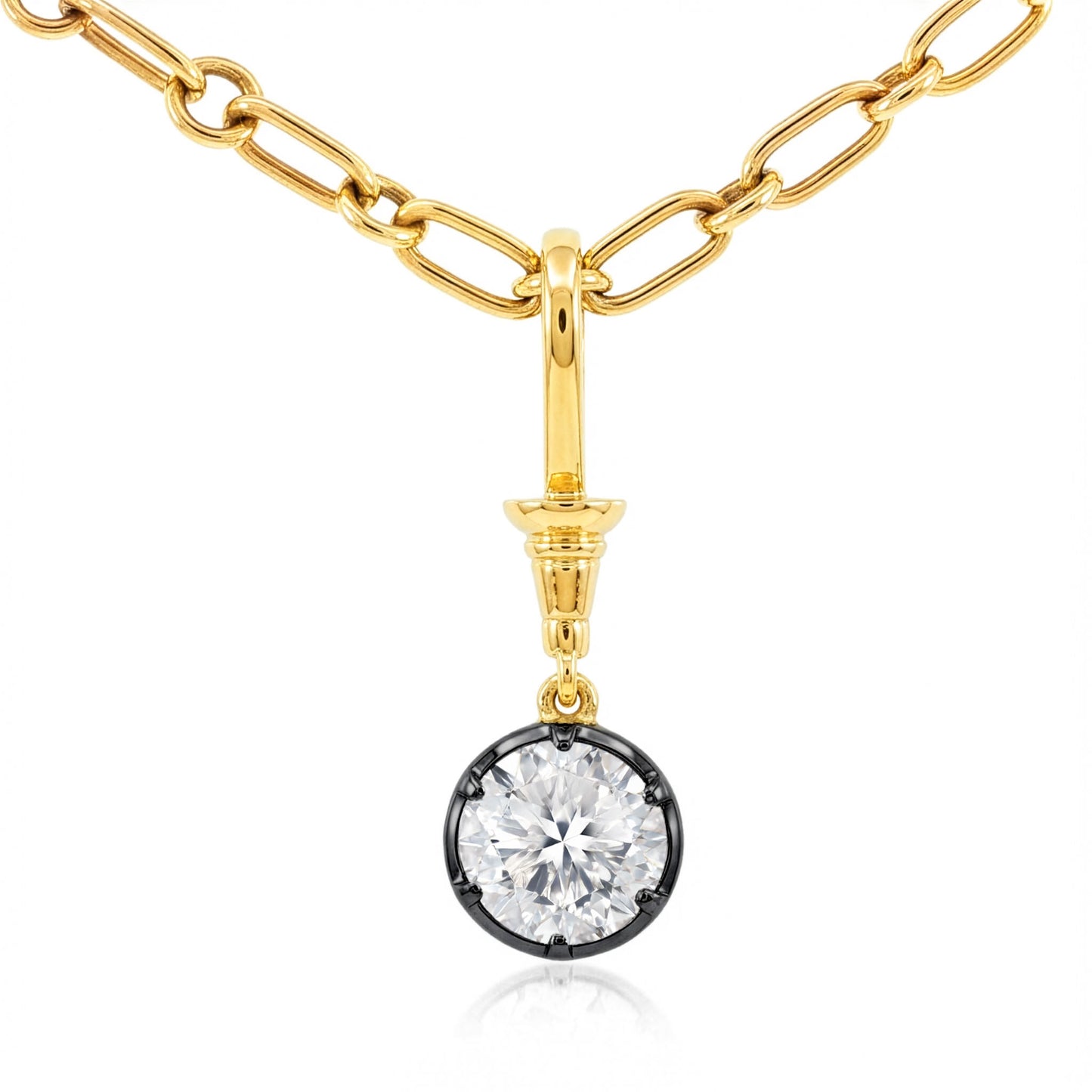 18ky Diamond Pendant on Decorative Loop