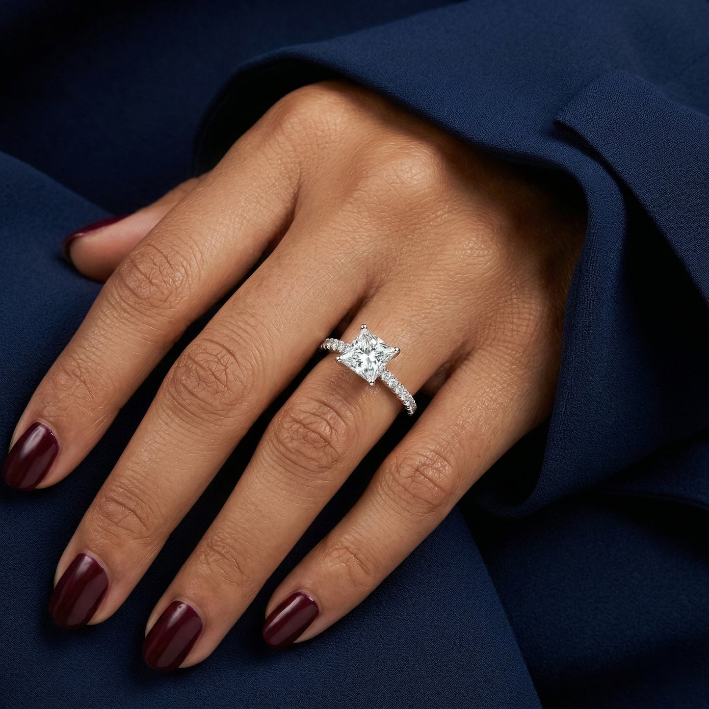 Princess-Cut Platinum and Diamond Ring