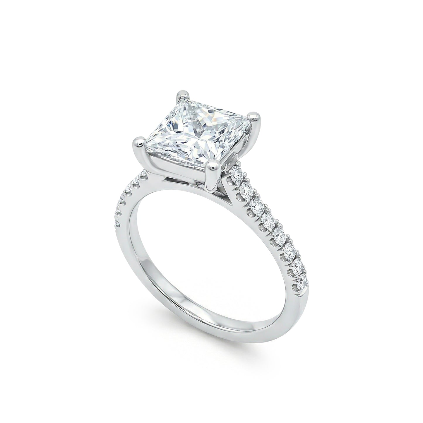 Princess-Cut Platinum and Diamond Ring