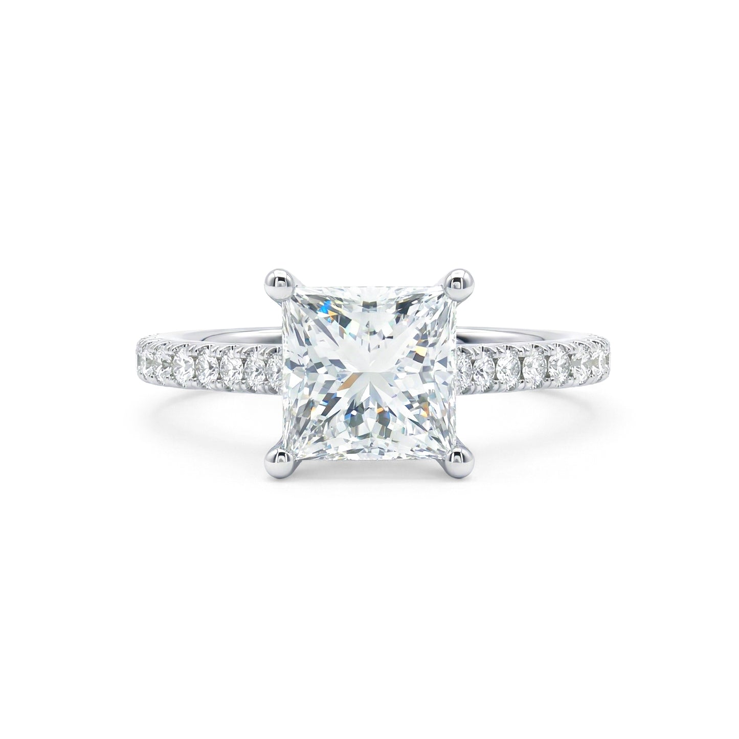 Princess-Cut Platinum and Diamond Ring