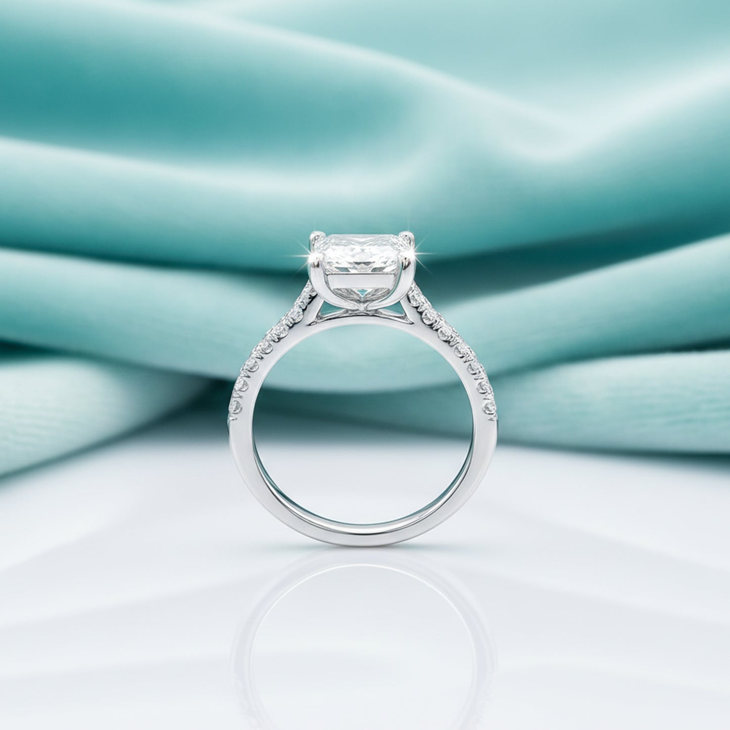 Princess-Cut Platinum and Diamond Ring