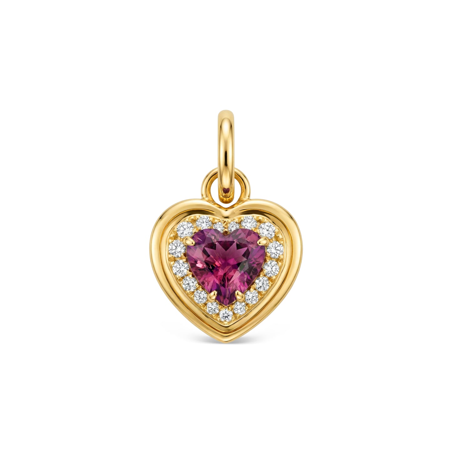 purple spinel and diamond heart pendent