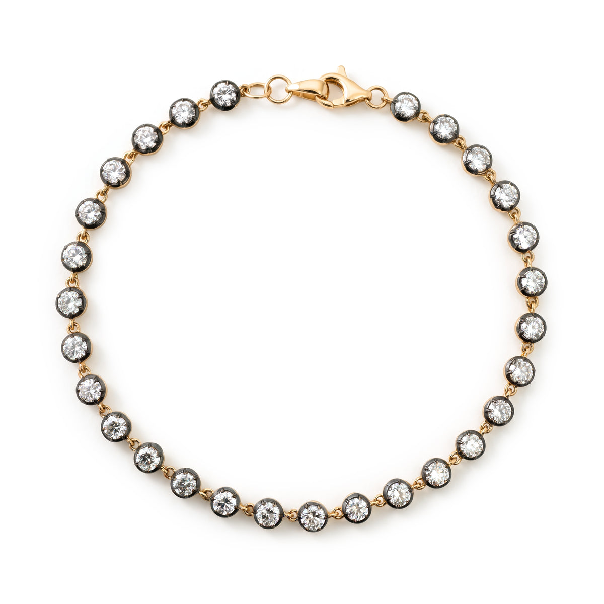 14k Yellow Gold Diamond Bracelet with Black Rhodium