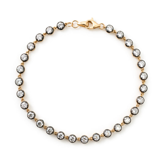 14k Yellow Gold Diamond Bracelet with Black Rhodium