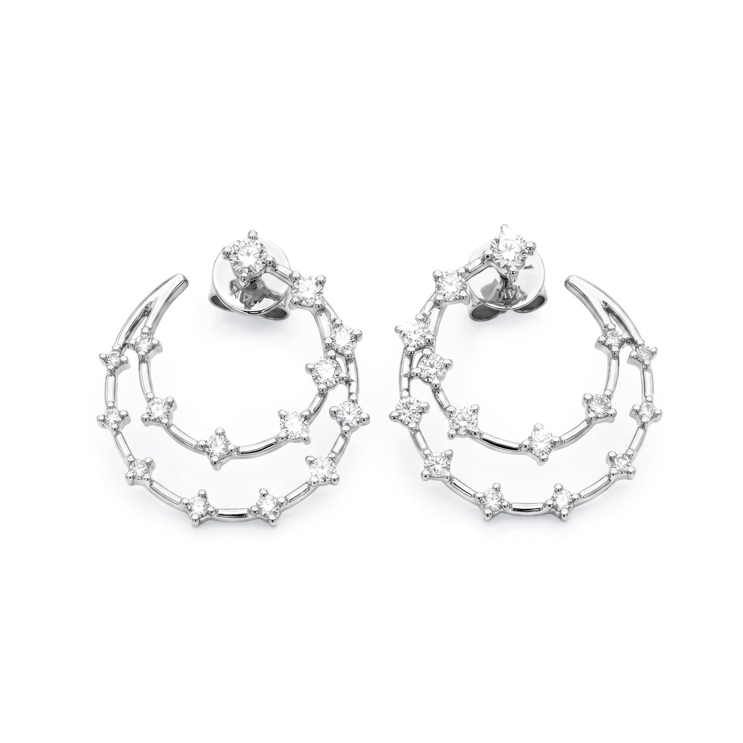 Ethera Diamond Double Crescent Stud Earring in 14k Gold