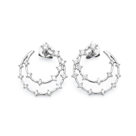 Ethera Diamond Double Crescent Stud Earring in 14k Gold