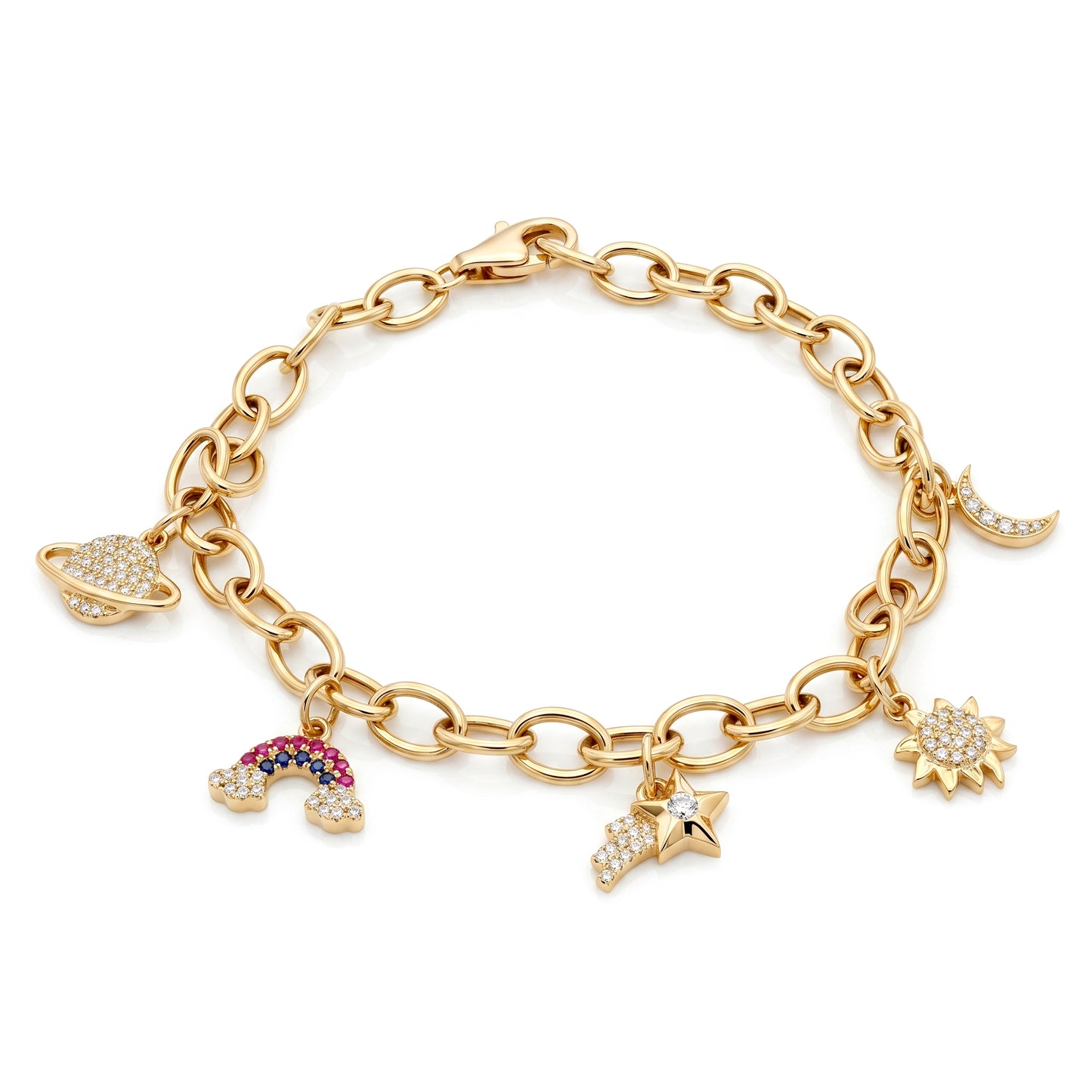 Celestial Charm Bracelet in 14k Yellow Gold