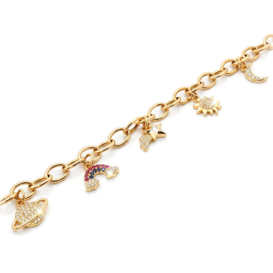 Celestial Charm Bracelet in 14k Yellow Gold