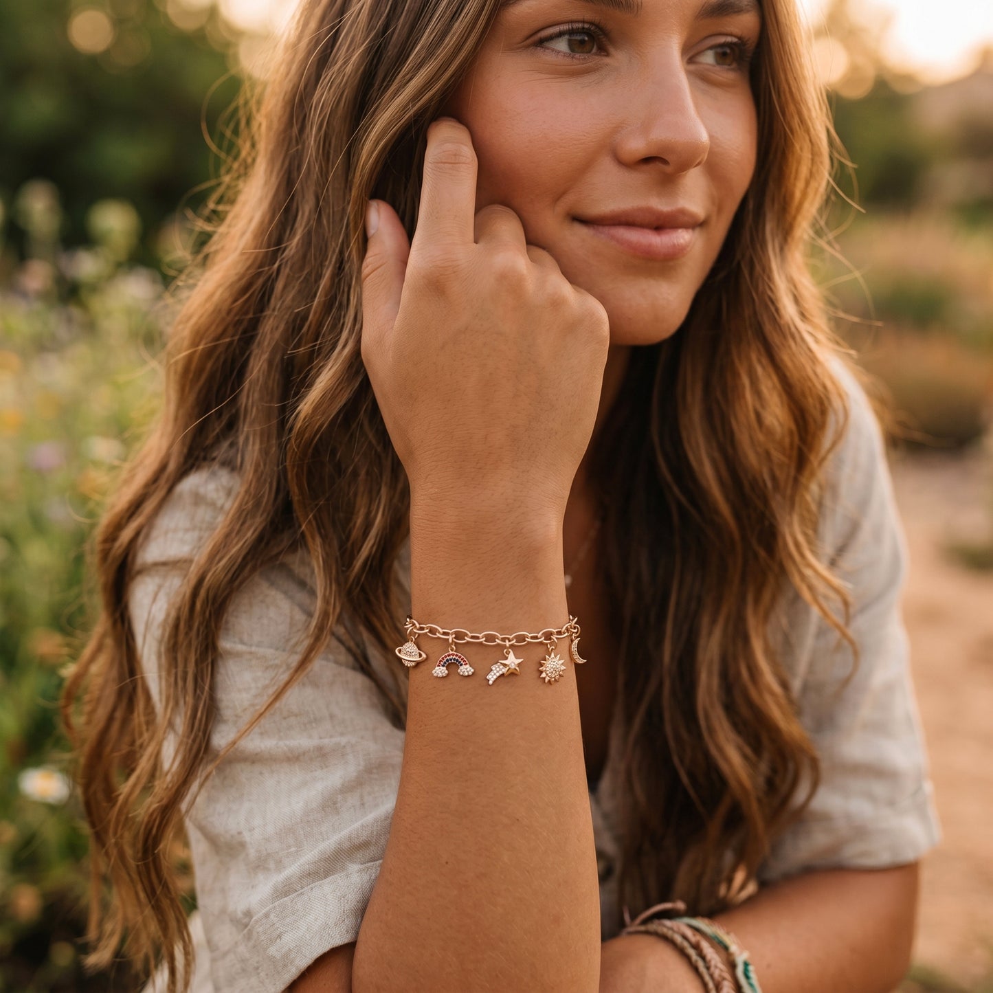 Celestial Charm Bracelet in 14k Yellow Gold