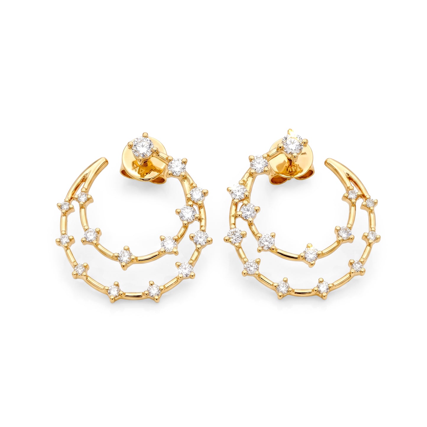 Ethera Diamond Double Crescent Stud Earring in 14k Gold
