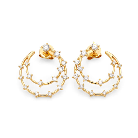 Ethera Diamond Double Crescent Stud Earring in 14k Gold
