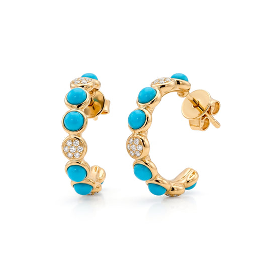 Turquoise & Diamond Hoops