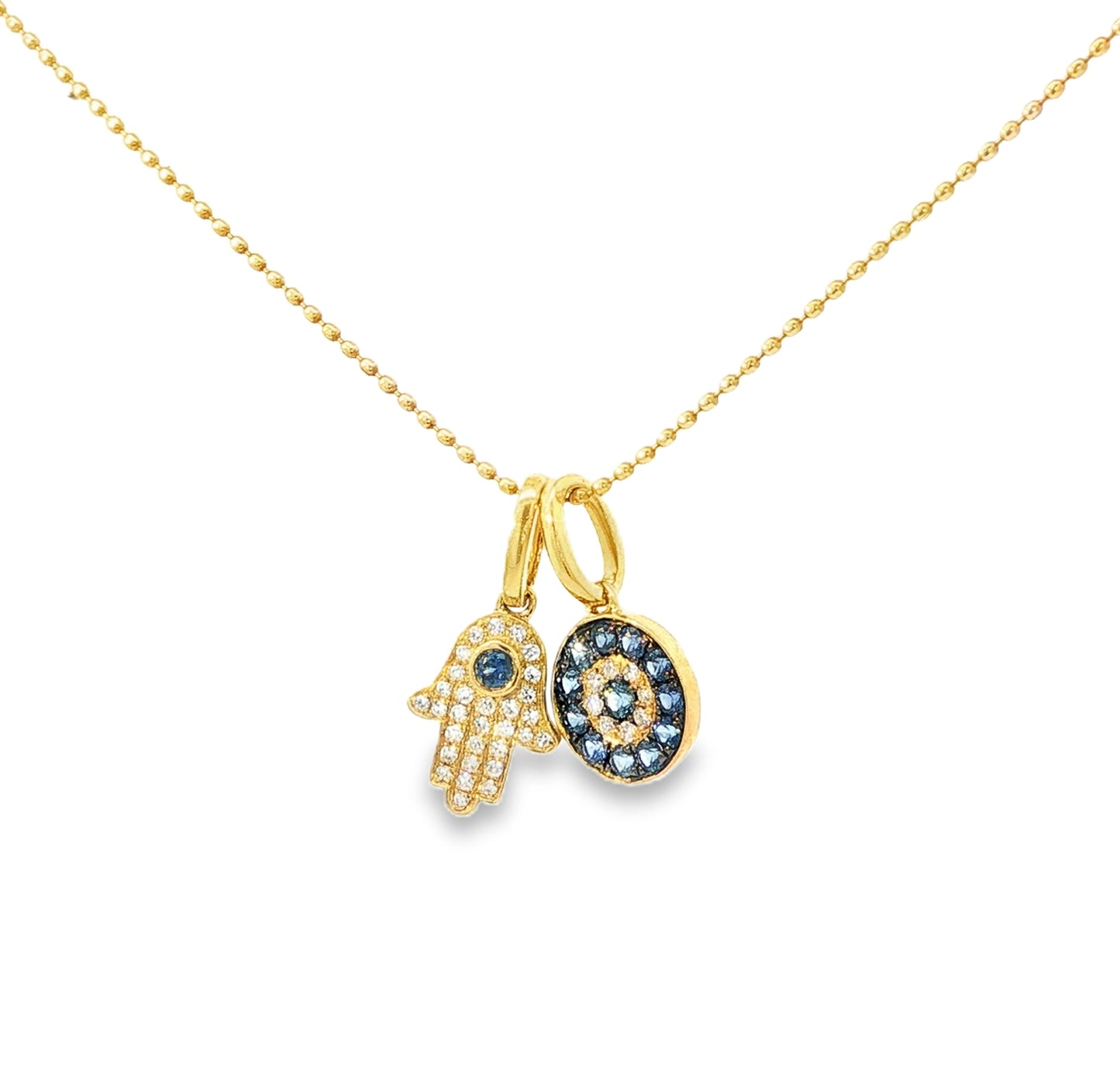 Evil Eye with Hamsa Pendants on Ball Chain