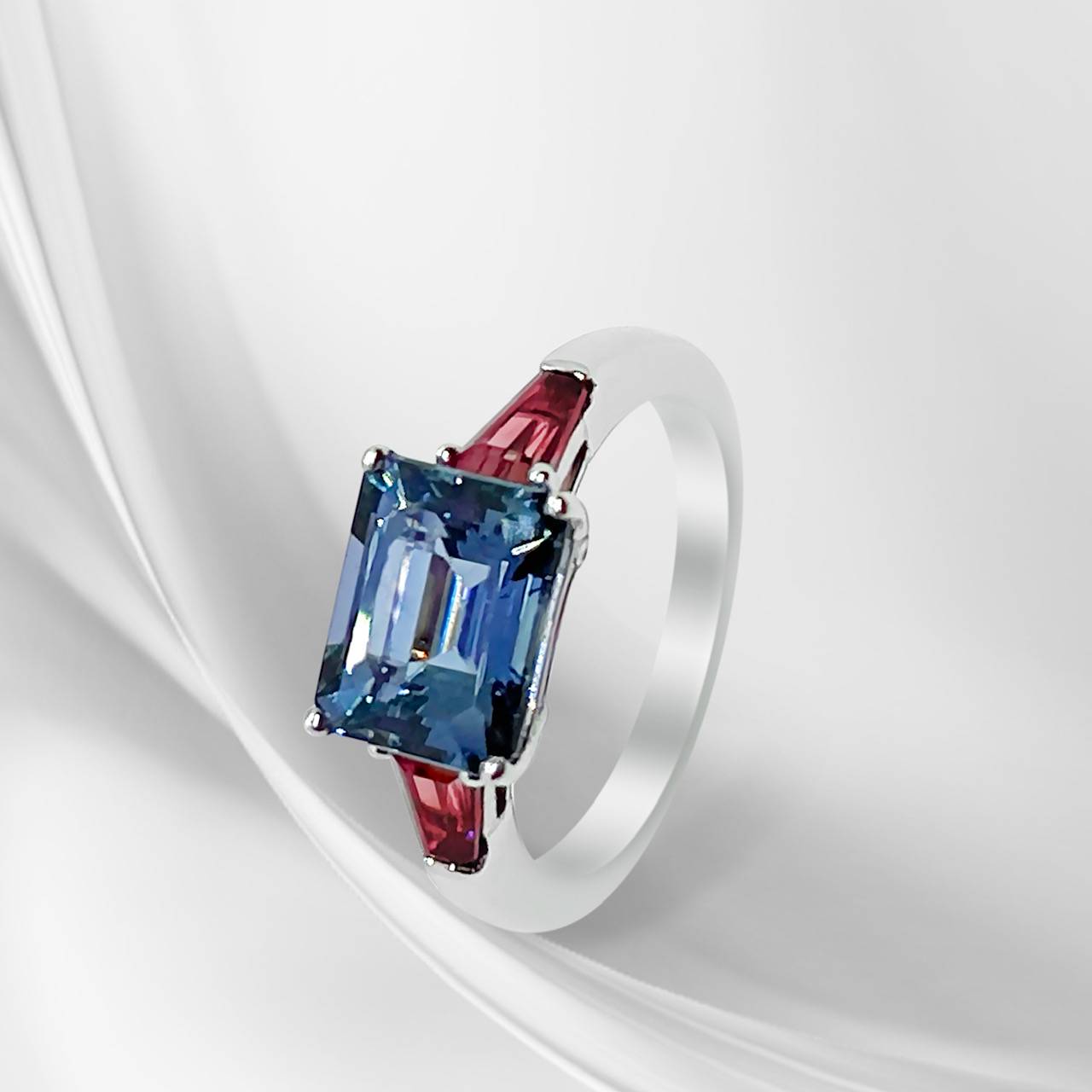 Natural Tanzanite with Tourmaline Ring